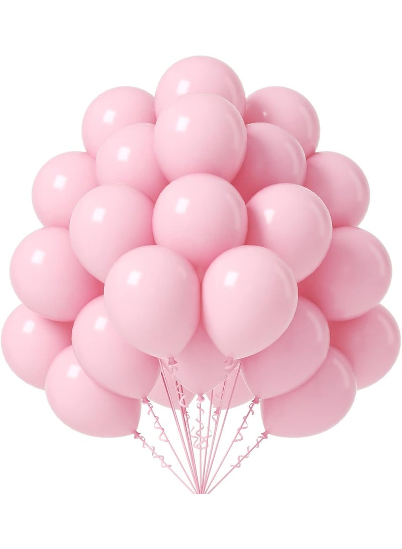 Pink Balloons 12 inch, 50 Pack Light Pink Latex Party Balloons Helium Quality for Birthday Graduation Bridal Baby Shower Gender Reveal Pink Princess Party Decorations (with Pink Ribbon) - Image 1